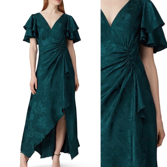 Tanya Taylor Dresses & Skirts - Tanya Taylor Clementine Green Floral Ruched Dress